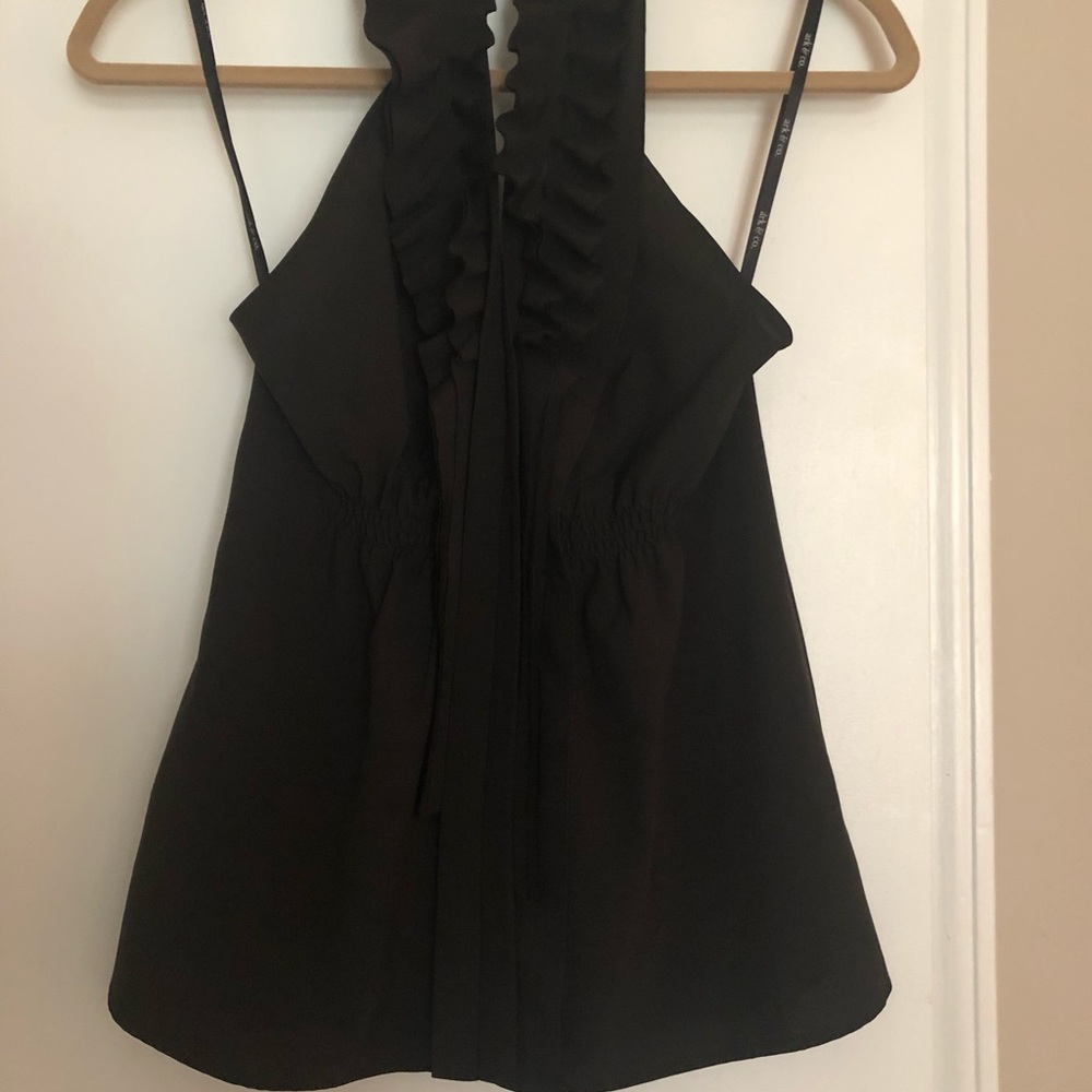 Black halter top with ruffle